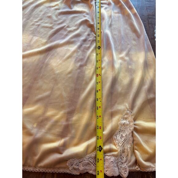 Vintage Shadowline Hand Dyed Nylon Slip Skirt with Small Side Lace Slit - Medium - Picture 6 of 8